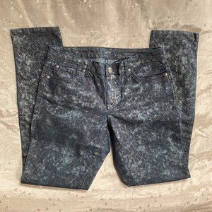 EUC Jessica Simpson Sz. 30 Forever Skinny Coated Metallic Print Stretch Jeans